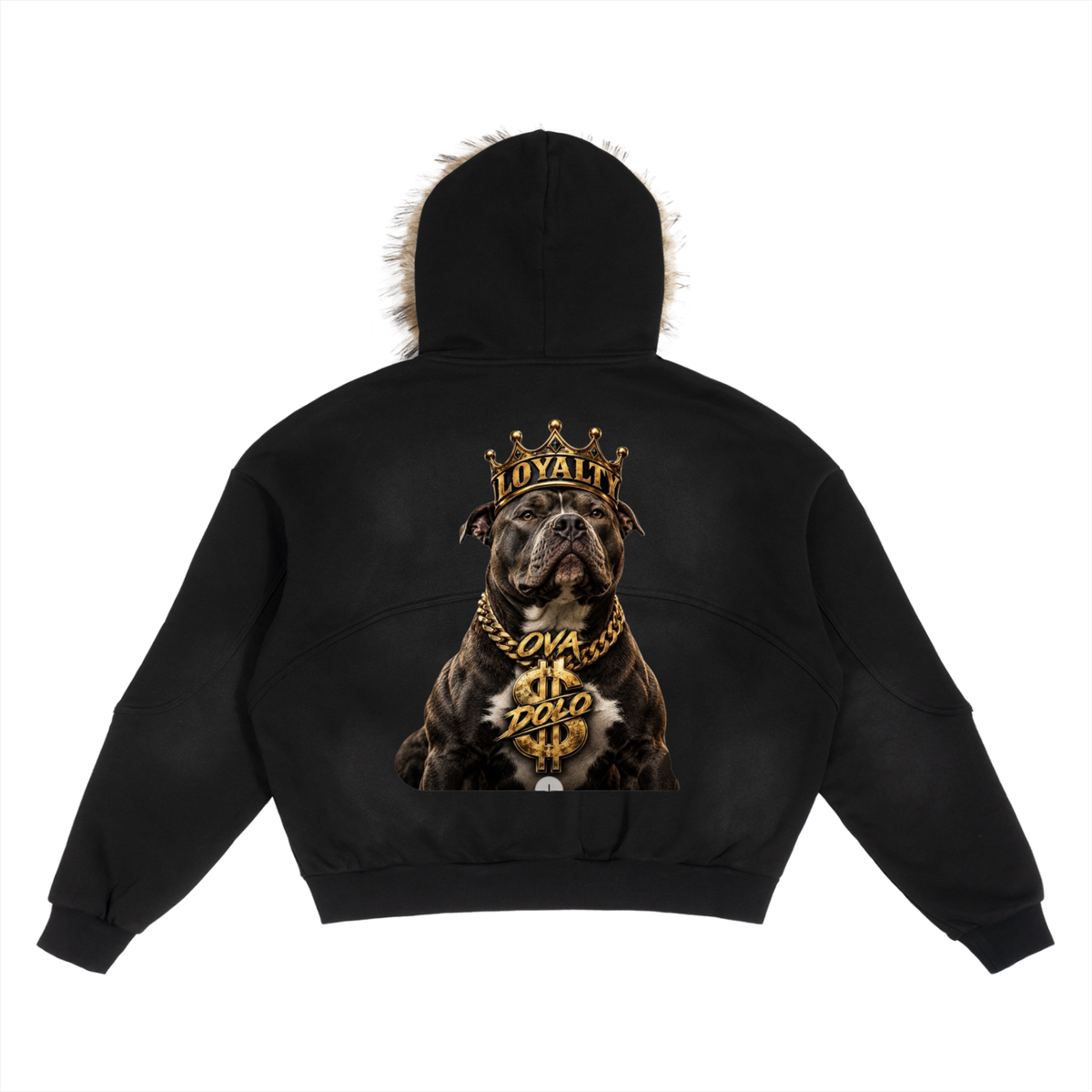 Sun Fade Boxy Detachable Fur Hoodie
